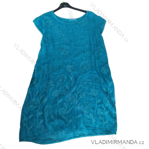 Šaty lněné fáčové krátký rukáv dámské nadrozměr (52-60) ITALSKÁ MÓDA IM422FIORE-1/DR