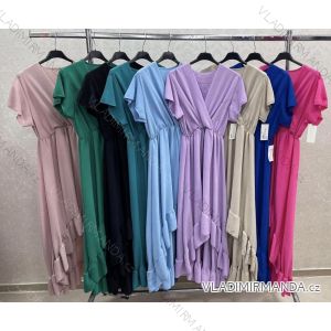 Šaty dlouhé letní elegantní krátký rukáv dámské (S/M ONE SIZE) ITALSKÁ MÓDA IMWKK232140