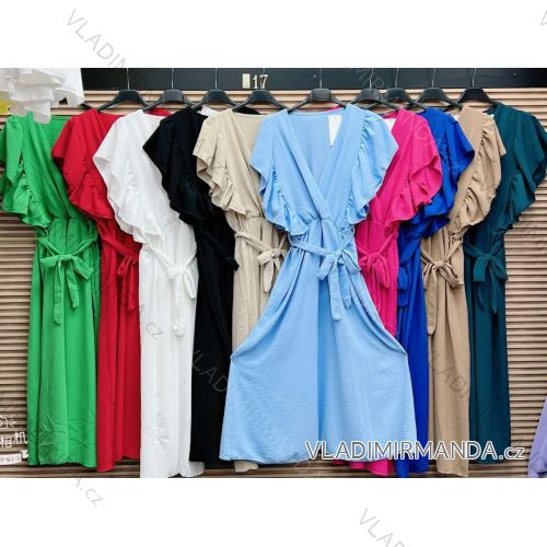 Women's Long Summer Short Sleeve Dress (S/M ONE SIZE) ITALIAN FASHION IMWGM232182