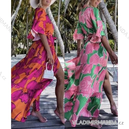 Women's Long Summer Short Sleeve Dress (S/M ONE SIZE) ITALIAN FASHION IMWGB232188