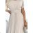 465-2 MIA Pleated midi dress with a wide belt - beige