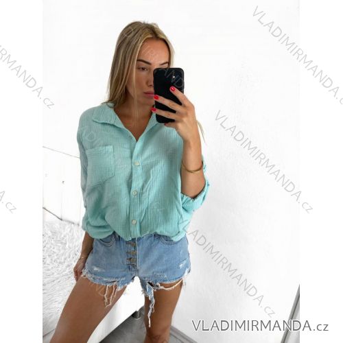 Košile mušelínová dlouhý rukáv dámská nadrozměr (S/M/L/XL/2XL ONE SIZE) ITALSKá MÓDA IMC23271/DU