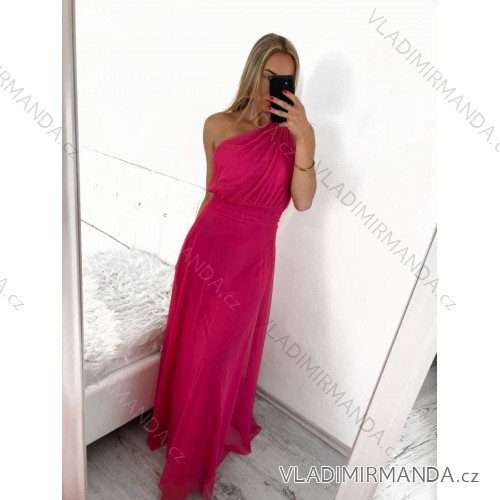 Women's Long Elegant Party Sleeveless Dress (S/M ONE SIZE) ITALIAN FASHION IMPSH223623/DUR Dark Pink