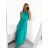 Šaty letní na ramínka dámské (S/M ONE SIZE) ITALSKÁ MÓDA IMPBB22B21841 turquoise S / M