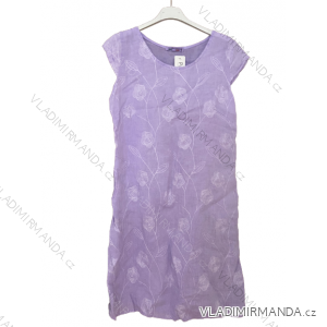 Šaty lněné letní krátký rukáv  dámské (M-3XL) ITALSKá MóDA IM422STELA-13/DU