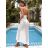 Langes trägerloses Sommerkleid aus Satin für Damen (S / M / L ONE SIZE) ITALIAN FASHION IMM22694