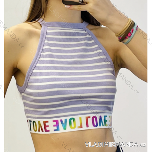 Crtop top bez rukávu dámský proužek (S/M ONE SIZE) ITALSKÁ MÓDA IMPDY23HB1229