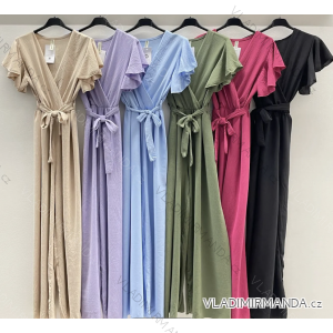 Šaty dlouhé elegantní krátký rukáv dámské (S/M ONE SIZE) ITALSKÁ MÓDA IMPDY23HUAW80174