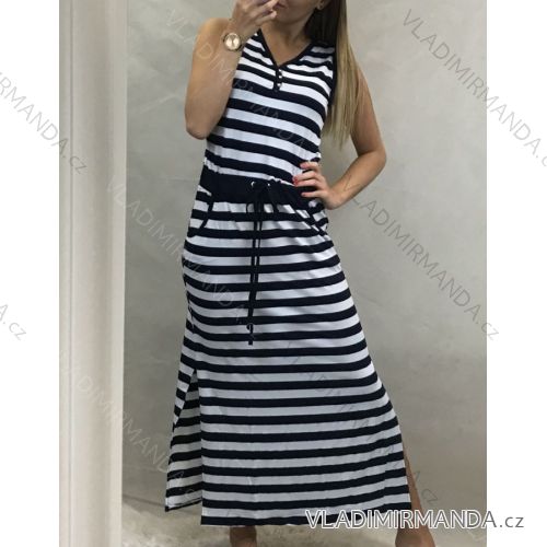 Šaty letní na široká ramínka dámské dlouhé proužek (vel s/m-l/xl) ITALSKá MóDA IM620949-3/DR
