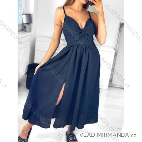 Šaty dlhé letné na ramienka dámske (S/M ONE SIZE) TALIANSKA MÓDA IMM23M56167/DU S/M čierna