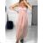 Satin Women's Long Summer Strapless Dress (S / M / L ONE SIZE) ITALIAN FASHION IMM22694 S/M Old-pink