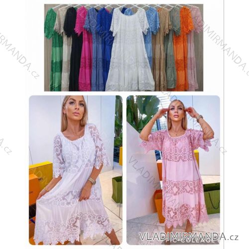 Šaty letní krajkové krátký rukáv dámské (S/M ONE SIZE) ITALSKÁ MÓDA IMWL232259