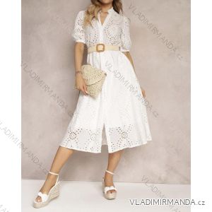 Šaty letní krajkové s páskem krátký rukáv dámské (S/M ONE SIZE) ITALSKÁ MÓDA IMWGB232283
