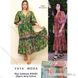 Šaty letní 3/4 dlouhý rukáv dámské (S/M ONE SIZE) INDICKÁ MÓDA IMWYY23K7652