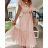 Women's Elegant Tulle Party Short Sleeve Dress (S/M ONE SIZE) ITALIAN FASHION IMM23M9663