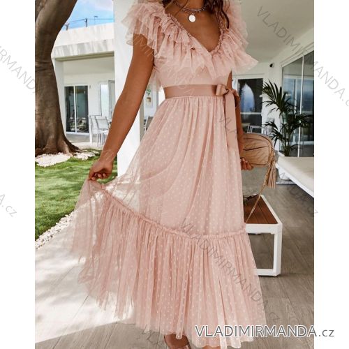 Women's Elegant Tulle Party Short Sleeve Dress (S/M ONE SIZE) ITALIAN FASHION IMM23M9663