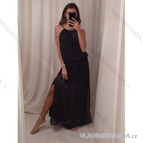 Šaty dlhé letné šifónové bez rukávov dámske (S/M/L ONE SIZE) TALIANSKA MÓDA IMWB23294/DUR