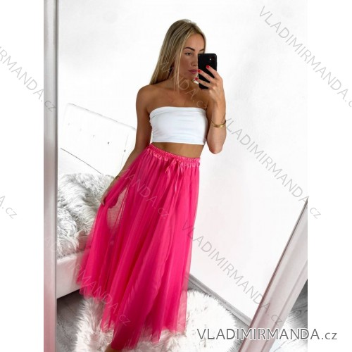 Sukně dlouhá tylová dámská (S/M ONE SIZE) ITALSKÁ MÓDA IMM23M22197/DU S/M tmavě růžová