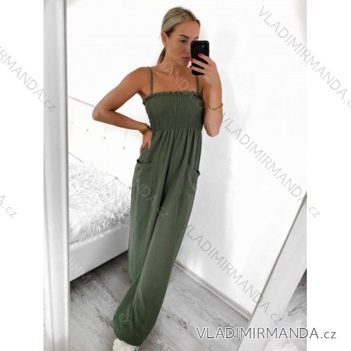Overal dlouhý se žabičkováním na ramínka dámský (S/M ONE SIZE) ITALSKÁ MÓDA IMWA236511/DU S/M Khaki