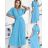 Women's Long Chiffon Short Sleeve Dress (S/M ONE SIZE) ITALIAN FASHION IMWGM23456