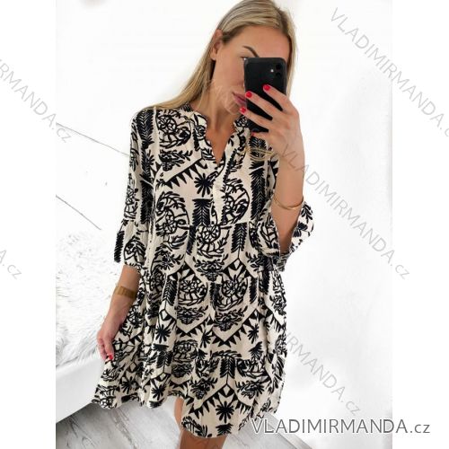 Šaty letní košilové s dlouhým rukávem dámské (S/M/L/XL ONE SIZE) ITALSKÁ MÓDA IMF2312979/DR