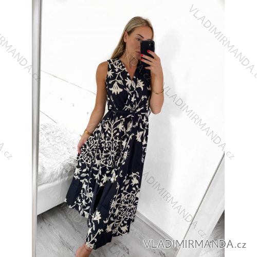 Šaty letní dlouhé bez rukávu dámské (S/M ONE SIZE) ITALSKÁ MÓDA IMF2317719