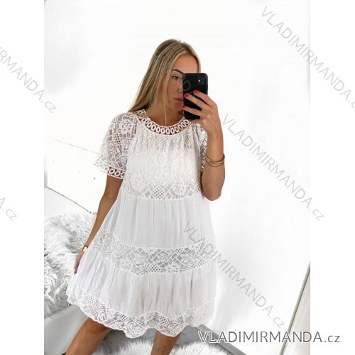 Women's Summer Lace Short Sleeve Dress (S/M/L ONE SIZE) ITALIAN FASHION IMBM23054