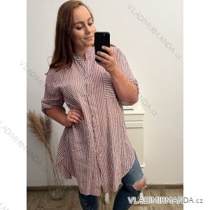 Prodloužená Košile 3/4 rukáv nadrozměr dámské (2XL/3XL ONE SIZE) ITALSKÁ MÓDA IM523STRIP