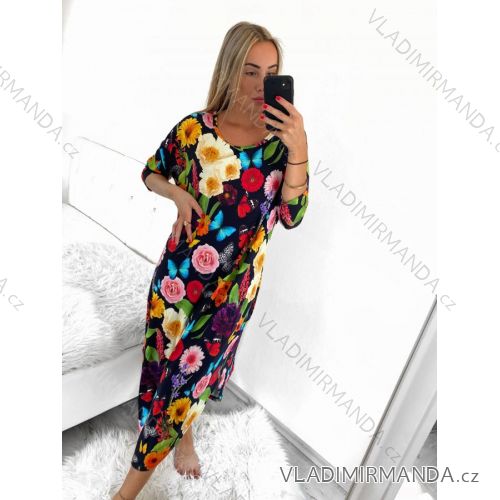 Šaty dlouhý rukáv dámské nadrozměr (XL/2XL/3XL ONE SIZE) POLSKÁ MÓDA PMLT22JAJKOD