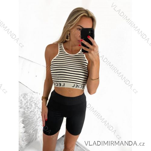 Top croptop bez rukávu dámský proužek (S/M ONE SIZE) ITALSKÁ MÓDA IMPMD2327314