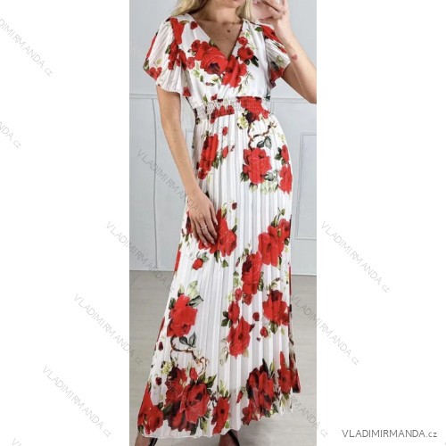 Women's Long Summer Short Sleeve Dress (S/M ONE SIZE) ITALIAN FASHION IMPBB2320203sA