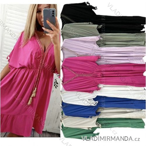 Women's Long Chiffon Short Sleeve Dress (S/M ONE SIZE) ITALIAN FASHION IMWGS231048