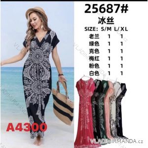 Women's long elegant icecool short sleeve dress (S/M, L/XL) AINUOSI ITALIAN FASHION IMB2325687