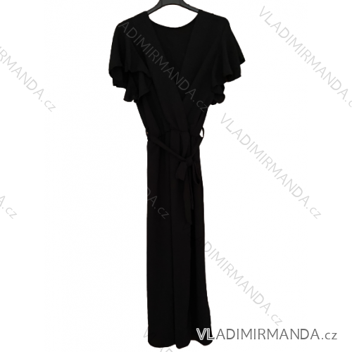 Šaty dlhé letné krátky rukáv dámske (S/M ONE SIZE) TALIANSKA MODA IMD23430/DU S/M čierna