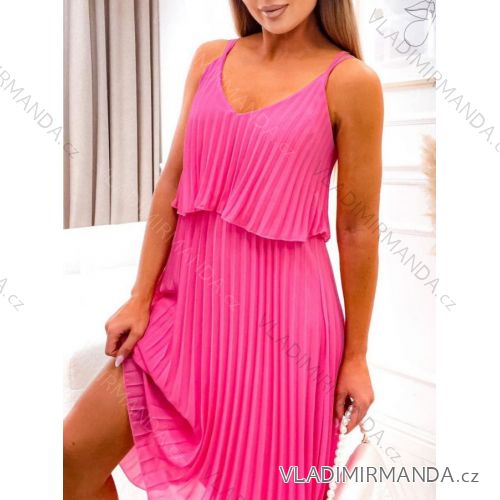 Šaty letné skladané na ramienka dámske (S/M ONE SIZE) TALIANSKA MÓDA IMWK232370