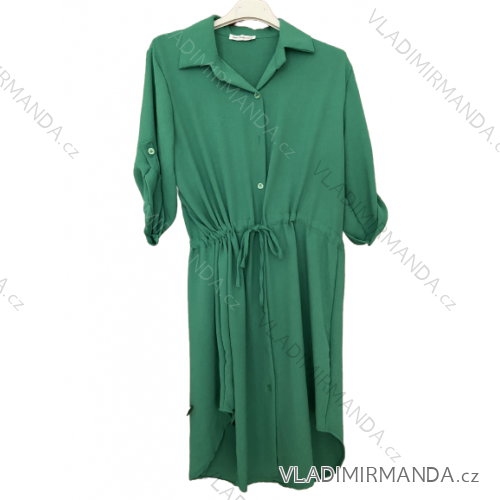 Šaty košilové 3/4 krátký rukáv dámské (S/M/L/XL ONE SIZE) ITALSKÁ MÓDA IMC23025/DU zelená
