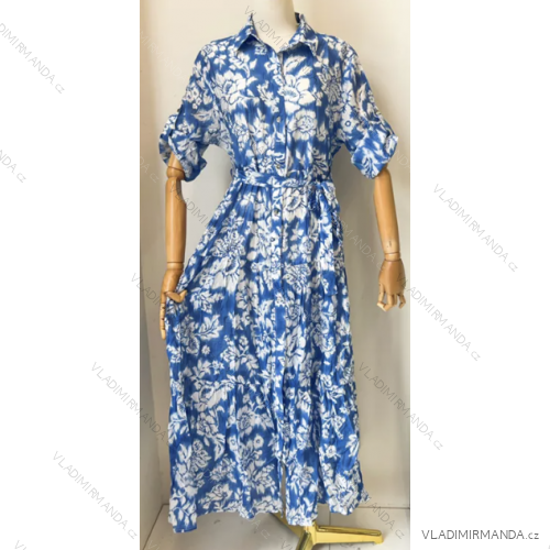 Women's Long Summer Shirt Short Sleeve Dress (S/M ONE SIZE) ITALIAN FASHION IMPEM23G205-8
