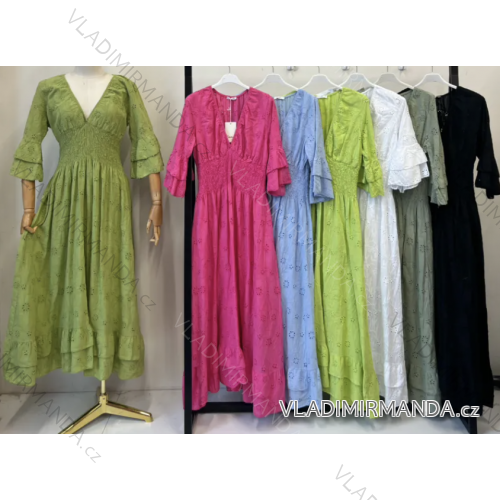 Women's Long Summer 3/4 Long Sleeve Dress (S/M ONE SIZE) ITALIAN FASHION IMPEM23VA526