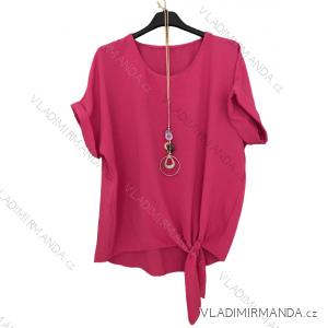 Tunika oversize s přívěškem krátký rukáv dámská nadrozměr (XL/2XL ONE SIZE) ITALSKÁ MÓDA IMC23147/DU