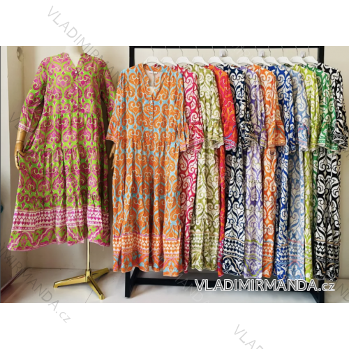 Women's Long Summer 3/4 Long Sleeve Dress (S/M ONE SIZE) ITALIAN FASHION IMPEM23VA383