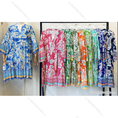 Šaty letné 3/4 dlhý rukáv dámske (S/M ONE SIZE) TALIANSKA MÓDA IMPEM24C5138