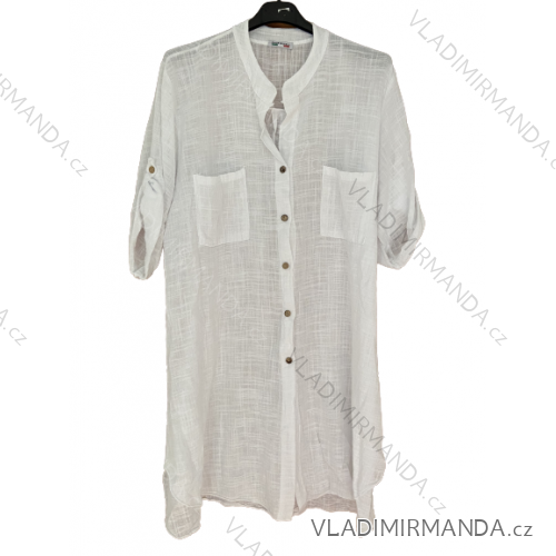 Košile prodloužená dlouhý rukáv dámské nadrozměr (XL/2XL/3XL ONE SIZE) ITALSKá MóDA IM323GESHA/DU XL/2XL bílá