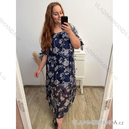 Women's Carmen summer dress (L/XL/2XL ONE SIZE) ITALIAN FASHION IMFF23FLOWER