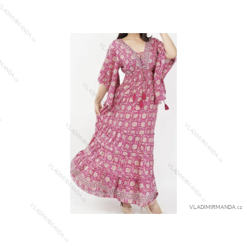 Women's Long Summer 3/4 Long Sleeve Dress (S/M ONE SIZE) INDIAN FASHION IMPEM23 AM319G