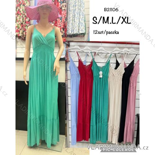 Women's long summer dress with straps (S / M ONE SIZE) ITALIAN FASHION IMWA221623