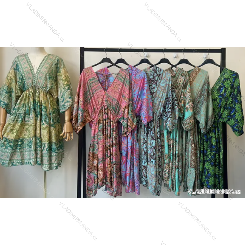 Šaty letné 3/4 dlhý rukáv dámske (S/M ONE SIZE) INDICKÁ MÓDA IMPEM23G29