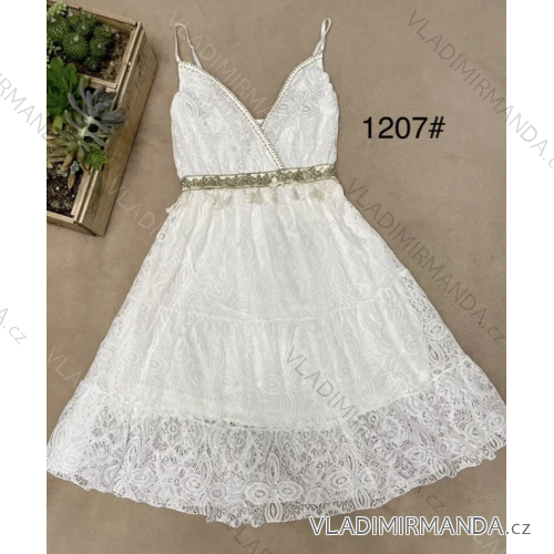Šaty letní boho krajkové na ramínka dámské (S/M ONE SIZE) ITALSKÁ MÓDA IMPEM231207