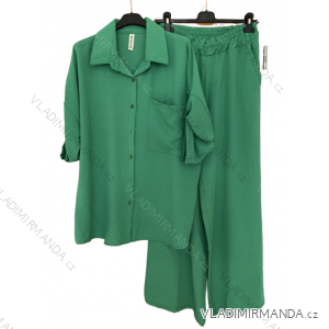 Souprava kalhoty dlouhé a košile dlouhý rukáv dámská nadrozměr (M/L/XL/2XL ONE SIZE) ITALSKÁ MÓDA IMWGM231299