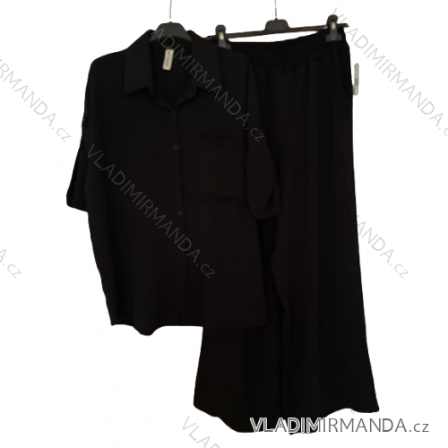 Súprava nohavice dlhé a košele dlhý rukáv dámska nadrozmer (M/L/XL/2XL ONE SIZE) TALIANSKA MÓDA IMWGM231299/DU L/XL čierna