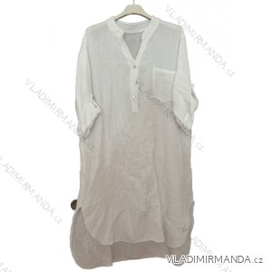 Šaty košilové mušelínové dlouhý rukáv dámské (XL/2XL ONE SIZE) ITALSKÁ MÓDA IMC23241